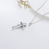 Sterling Silver Birthstone Cross Urn Necklace for Ashes