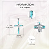 Sterling Silver Abalone Shell Turquoise Origami Cross Pendant Necklace