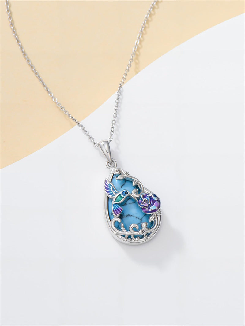 Sterling Silver Turquoise Butterfly Dragonfly Bee Hummingbird Ladybug Pendant Necklace