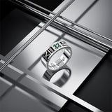 Sterling Silver Personalized Birthstone Engraved Pattern Class Band Ring For Men