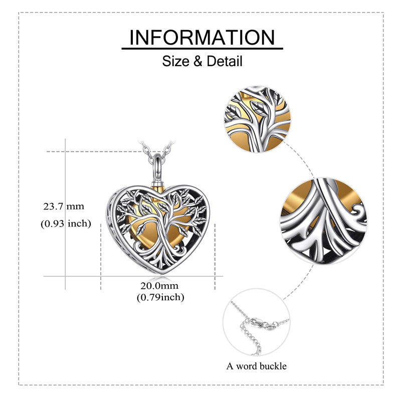 Sterling Silver Tree of Life Urn Necklaces Abalone Opal Shell Cremation Jewelry for Ashes