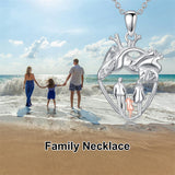 Sterling Silver Anatomical Heart Father Mother Daughter Sister Mother Daughter Pendant Necklace