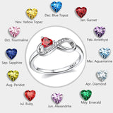 Sterling Silver Birthstone Heart Infinity Promise Ring
