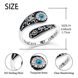Sterling Silver Vintage Turquoise Sunflower Adjustable Spoon Ring Engraved with You Are My Sunshine