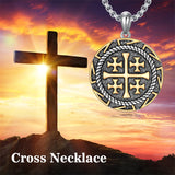 Sterling Silver Jerusalem Cross Pendant Necklace for Men