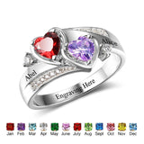 10K 14K 18K Gold Personalized Engraved 2 Birthstone Ring