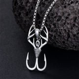 Sterling Silver Antler Pendant Necklace for Men
