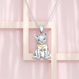 Sterling Silver Bulldog Pendant Necklace