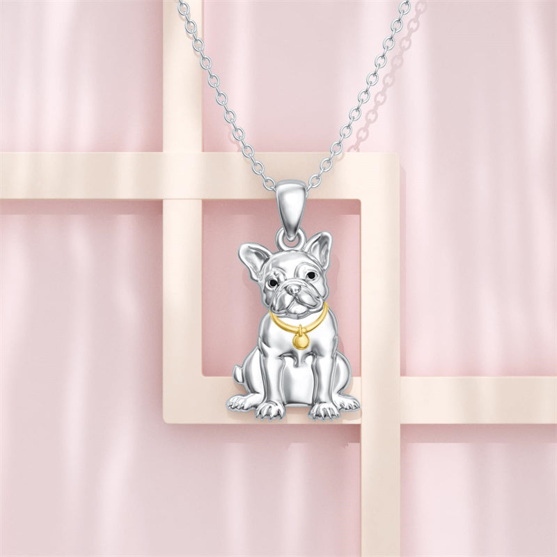 Sterling Silver Bulldog Pendant Necklace