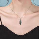 Sterling Silver Moss Agate Sunflower Pendant Necklace