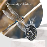 Sterling Silver Personalized Engraved Oval Dragonfly  Urn Necklace for Ashes