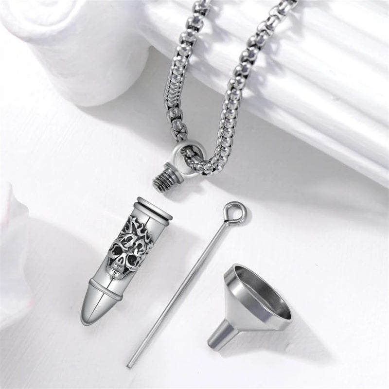 Sterling Silver Phoenix Skull  Scorpion Wolf Bullet Urn Necklace for Ashes