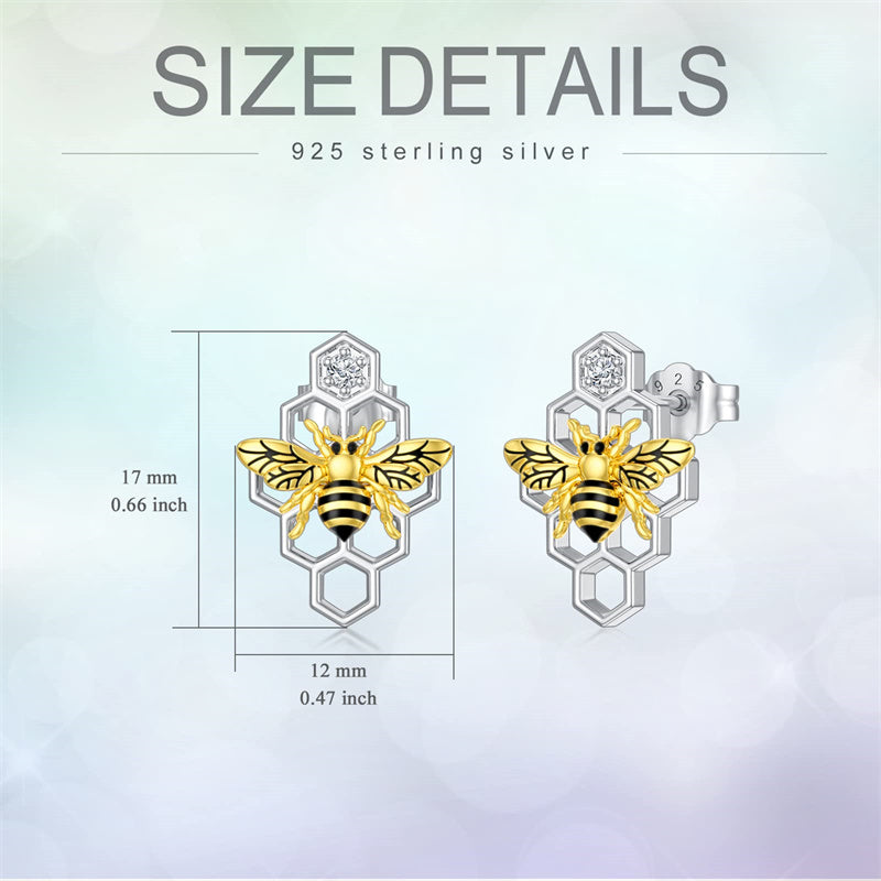 Sterling Silver Bee Stud Earrings