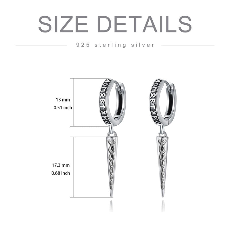 Sterling Silver Viking Raven Stud Dangle Earrings