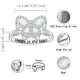 Sterling Silver Opal Butterfly Urn Rings for Ashes With Engraved with Always in My Heart