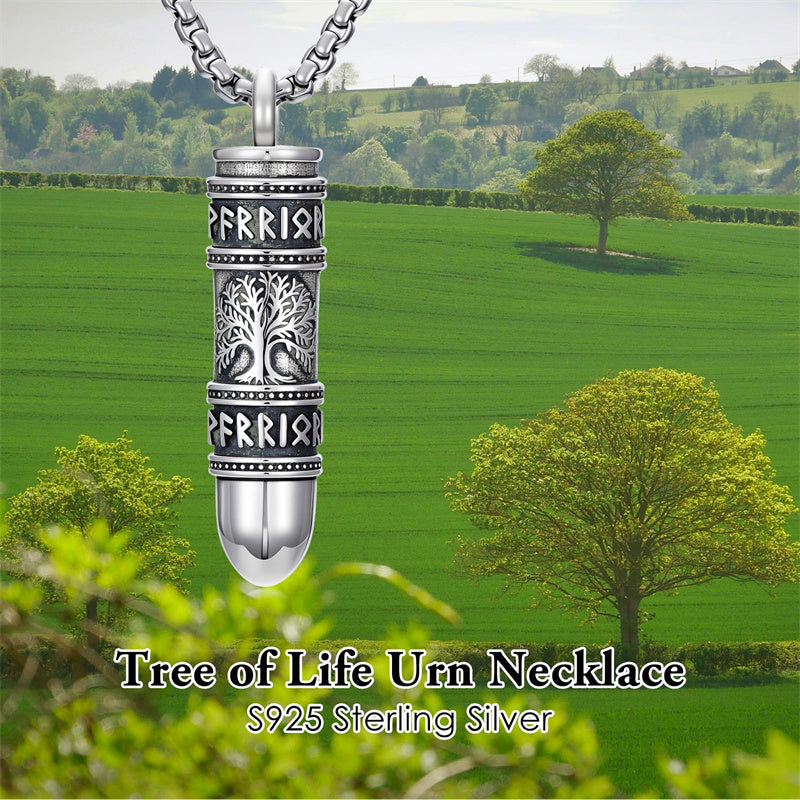 Sterling Silver Bear Lion Eagle Compass Tree of Life Bullet Urn Necklaces for Ashes