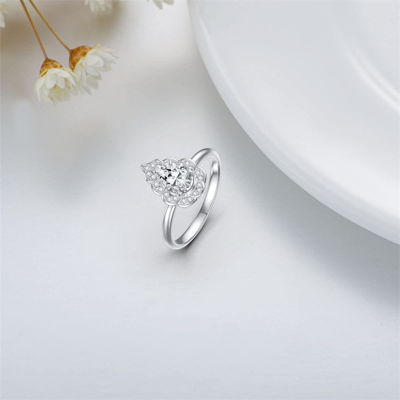 Sterling Silver Personalized Engraved Moissanite Engagement Wedding Anniversary Ring