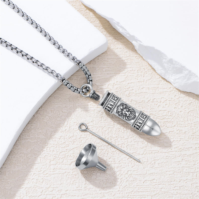 Sterling Silver Bear Lion Eagle Compass Tree of Life Bullet Urn Necklaces for Ashes