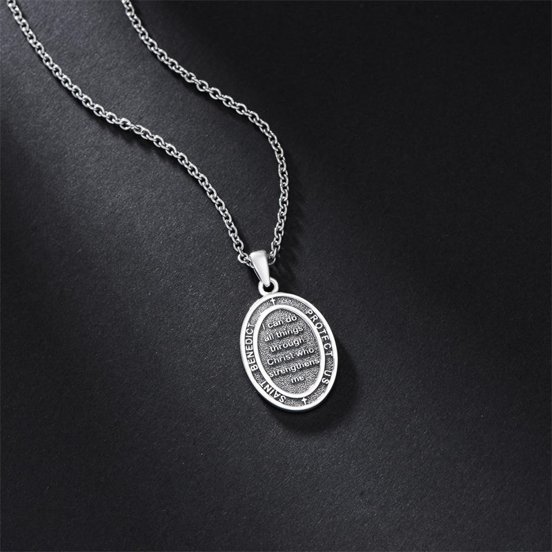 Sterling Silver St Anthony Francis Joseph Peregrine Raphael Sebastian Medal  Protection Pendant Necklace