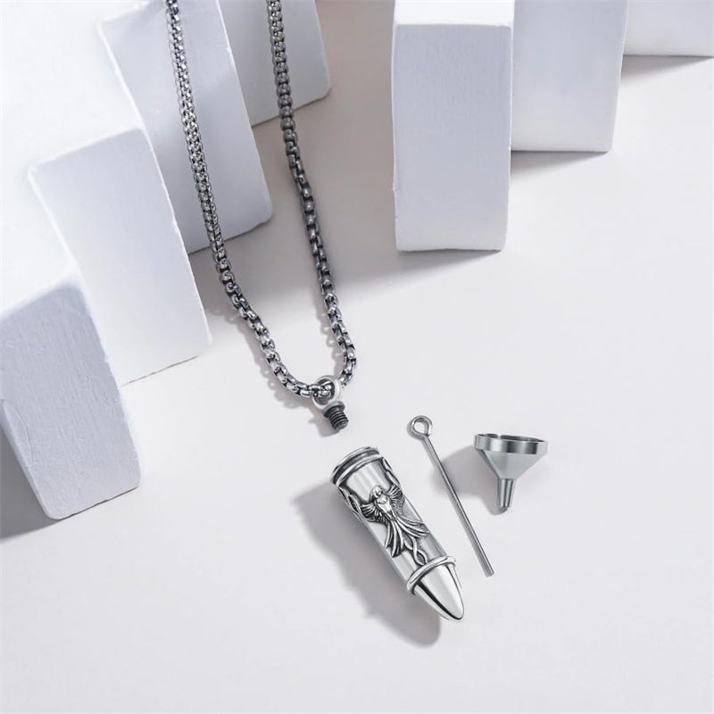Sterling Silver Phoenix Skull  Scorpion Wolf Bullet Urn Necklace for Ashes