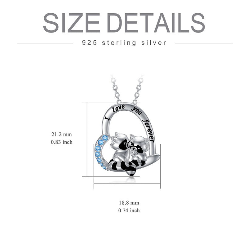Sterling Silver Raccoon Pendant Necklace