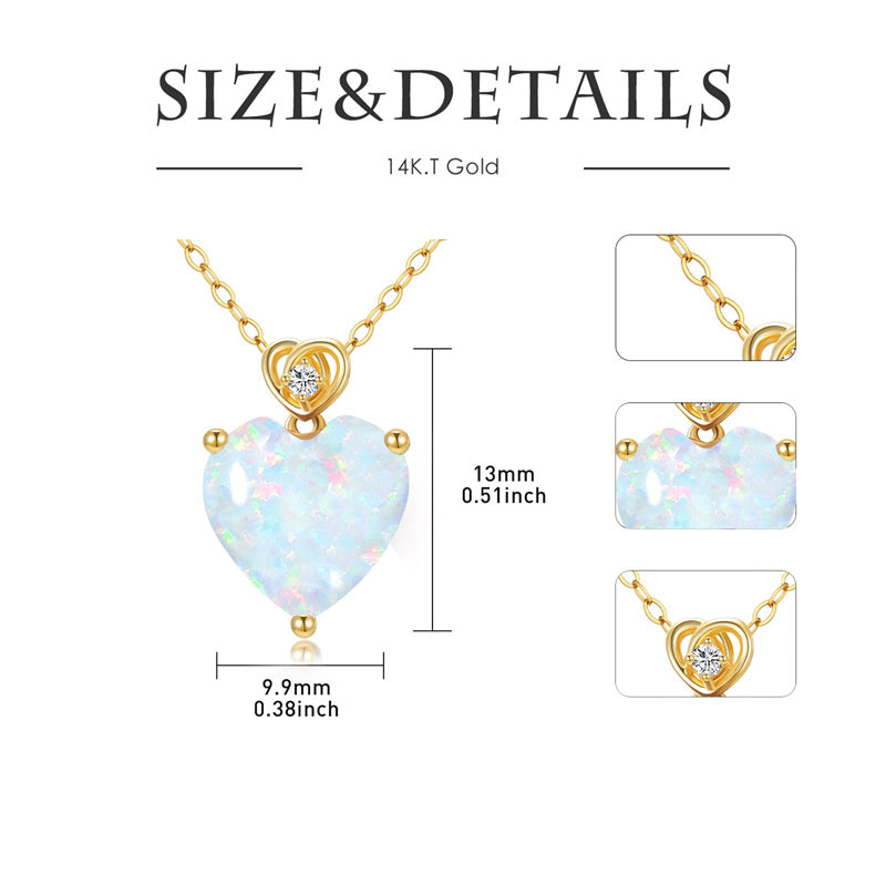 14K Gold 3 Carat Heart-cut Birthstone Pendant Necklace