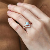 Sterling Silver 10K 14K 18K Gold Kite Cut Gemstone Wedding Ring Set