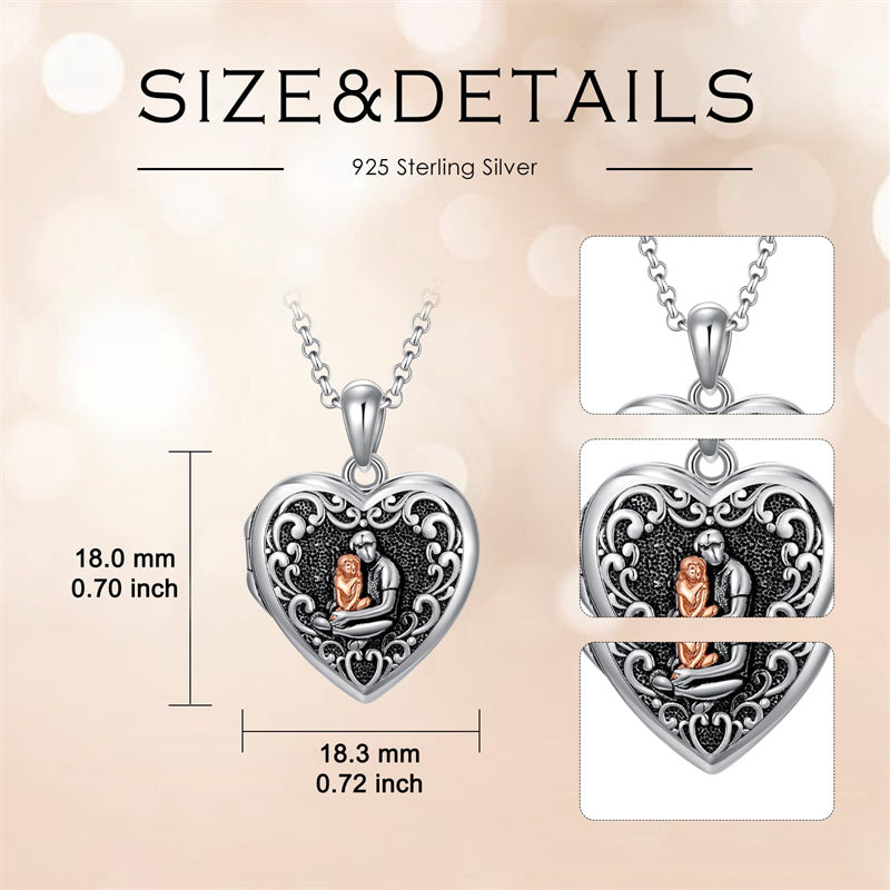 Sterling Silver Personalized Photo Abalone Shell Turquoise Malachite Father Daughter Pendant Necklace