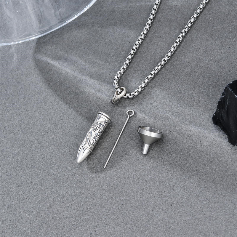 Sterling Silver Phoenix Skull  Scorpion Wolf Bullet Urn Necklace for Ashes
