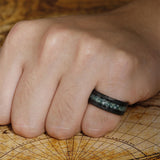 Sterling Silver Moss Agate Personalized Engraved Men's Wedding Ring