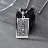 Sterling Silver Lovers Hierophant Magician Three of Swords Wheel of Fortune SkeletonTarot Card Pendant Necklace