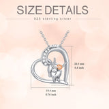 Sterling Silver Heart Highland Cow Pendant Necklace