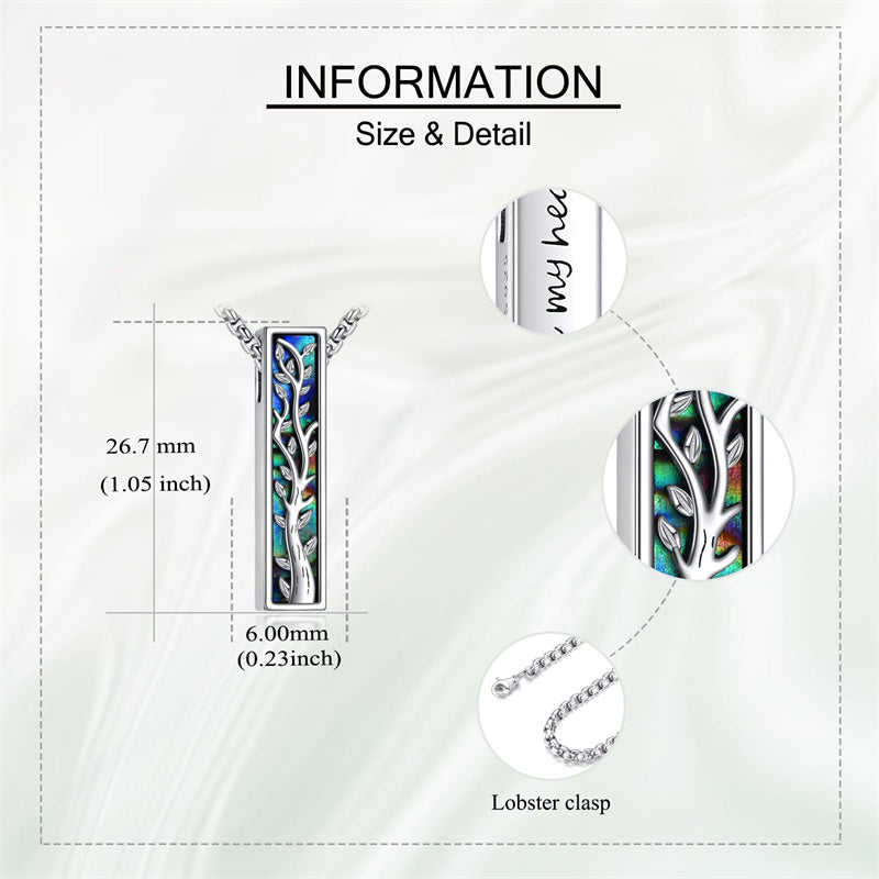 Sterling Silver Abalone Shell Butterfly Dragonfly Moon Phase Mountains Sunflower Tree of Life Urn Necklaces for Ashes