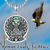 Sterling Silver Eagle SPQR Pendant Necklace for Men