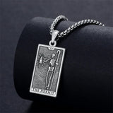 Sterling Silve Sun Moon Star Strength Lovers Death Devil Fool Tarot Card Pendant Necklace