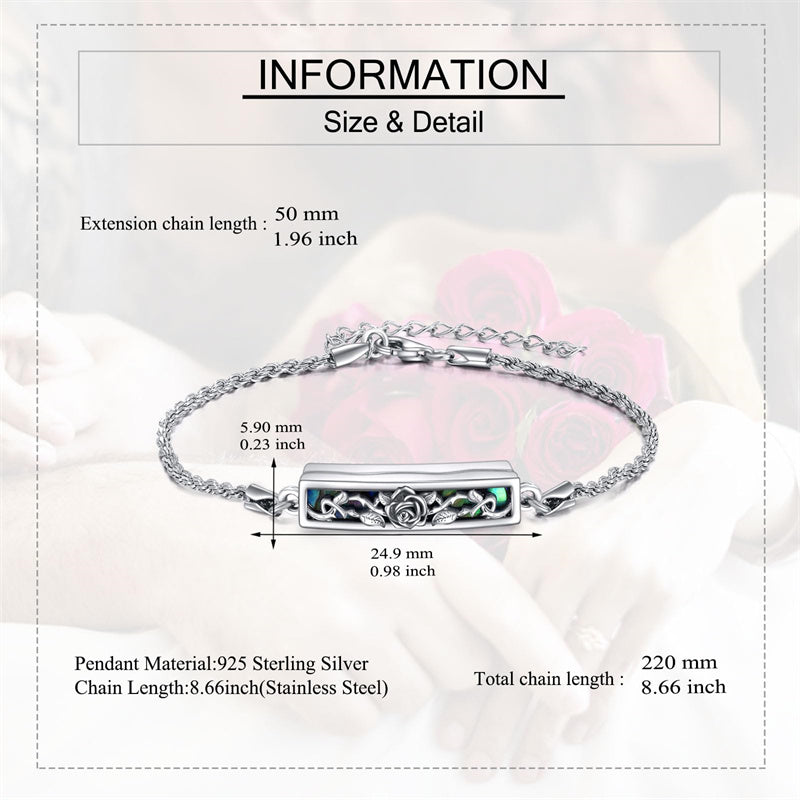 Sterling Silver Rose Butterfly Dragonfly Urn Bracelet for Ashes