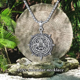 Sterling Silver Aztec Lion Cross Pendant Necklace