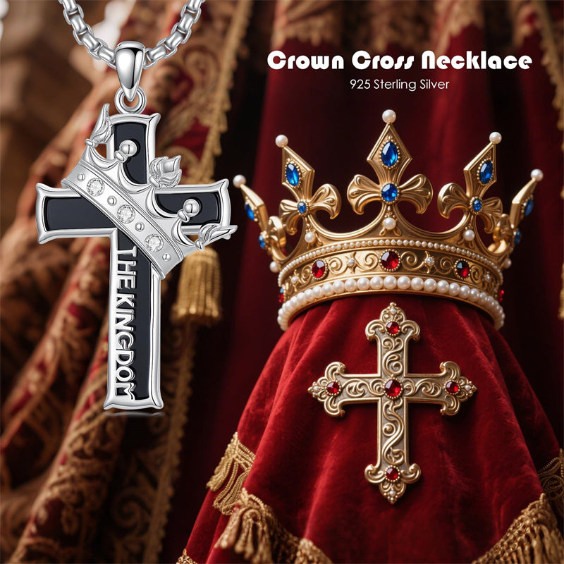 Sterling Silver Cross Christian Pendant Necklace for Men
