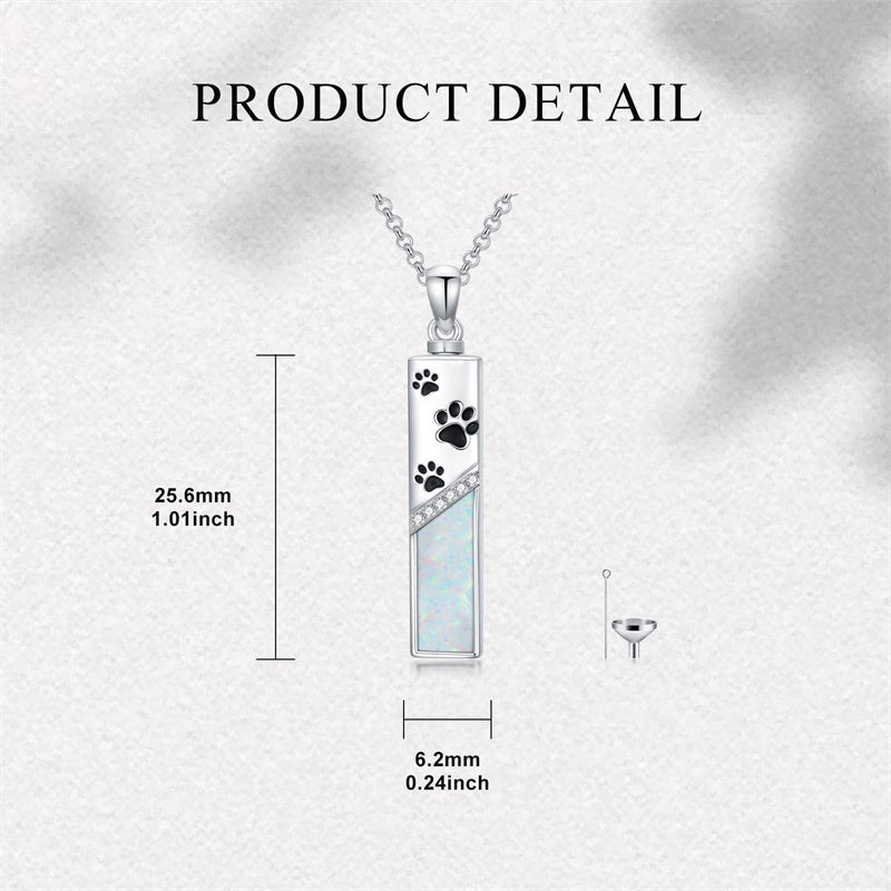 Sterling Silver  Opal Personalized Engraved Bar Pet  Butterfly Dragonfly Tree of Life  Urn Necklace for Ashes