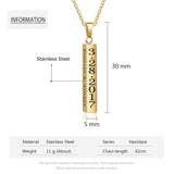Stainless Steel Personalized Engraved Vertical Bar Necklace