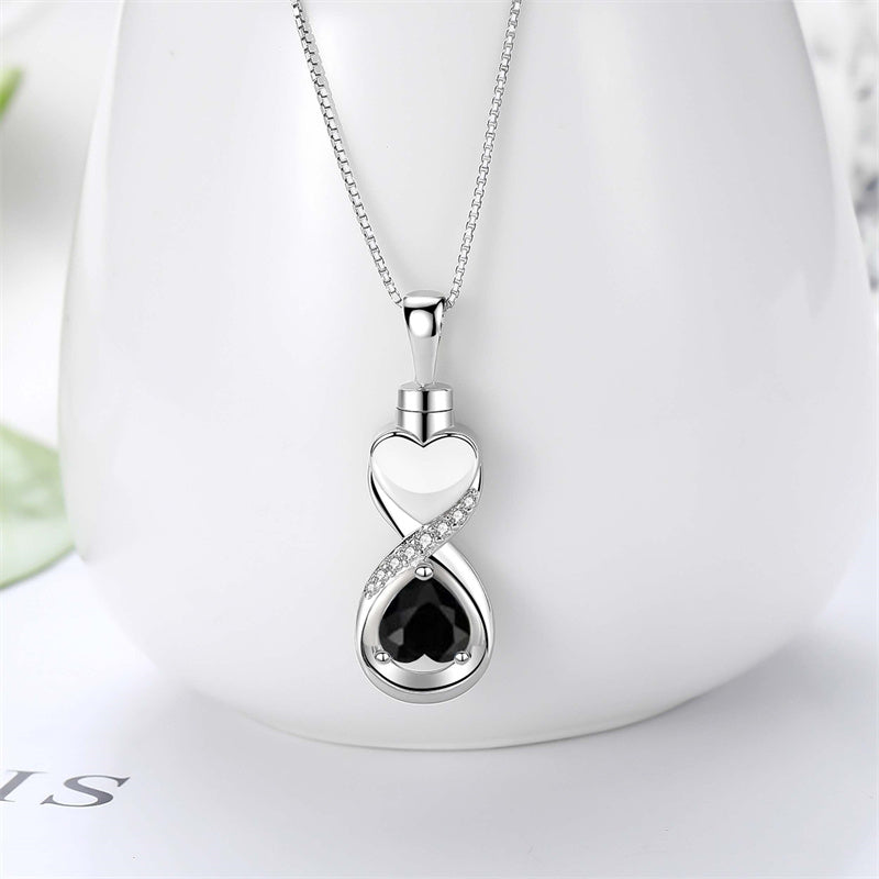Sterling Silver Infinity Heart Urn Necklace for Ashes