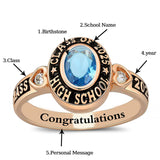 Sterling Silver Personalized Engraved Birthstone Class Ring Graduation Ring