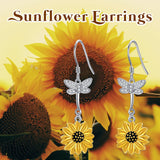 Sterling Silver Sunflower Dangle Earrings for Women