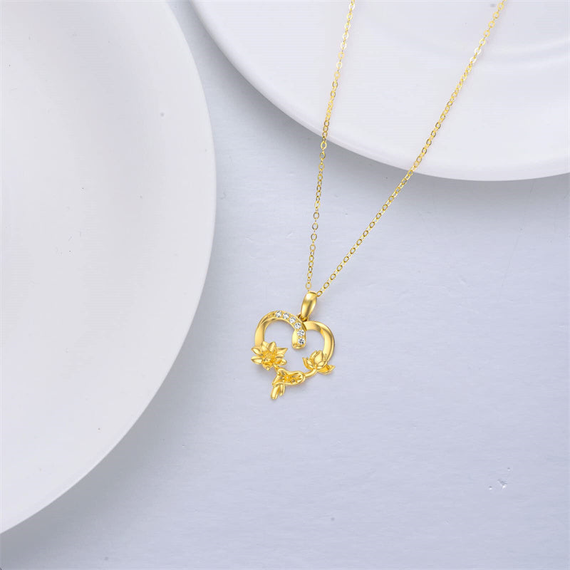 14k Gold Birth Flower Pendant Necklace