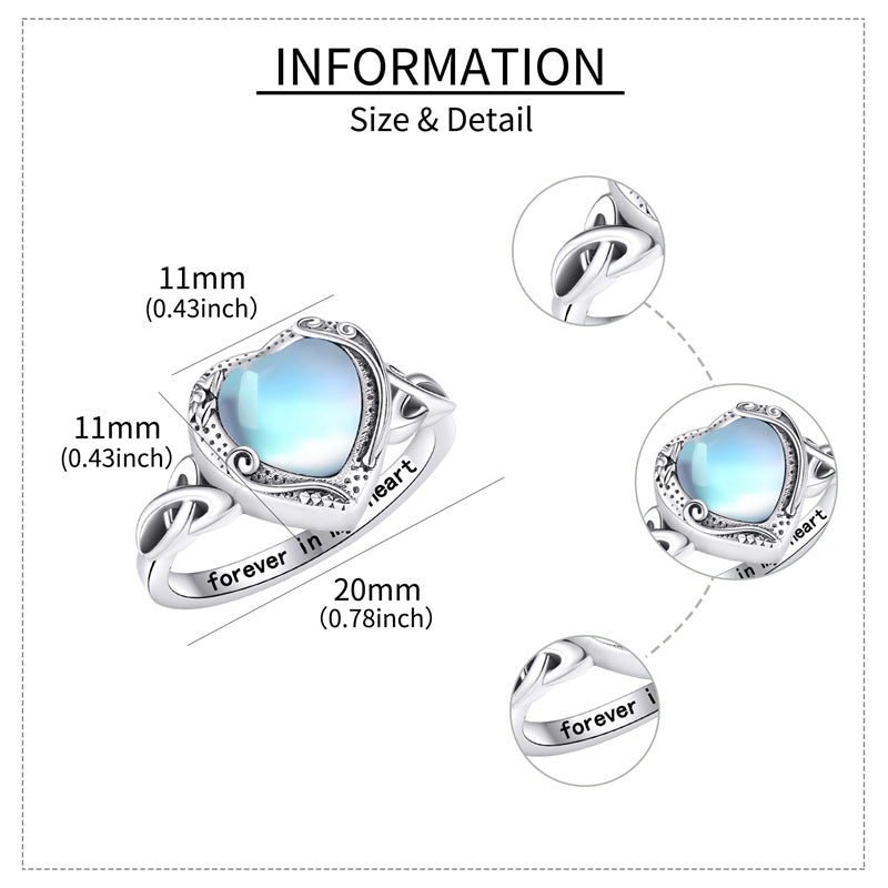 Sterling Silver Moonstone Butterfly Urn Ring for Ashe With Engraved