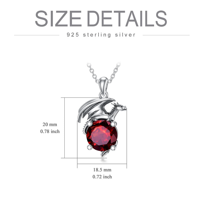 Sterling Silver Birthstone Dragon Pendant Necklace