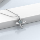 Sterling Silver Turquoise Cross Bear Claw Cowboy Boot Pendant Necklace
