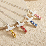 Stainless Steel Personalized Engraved Birthstone Cross Urn Necklace