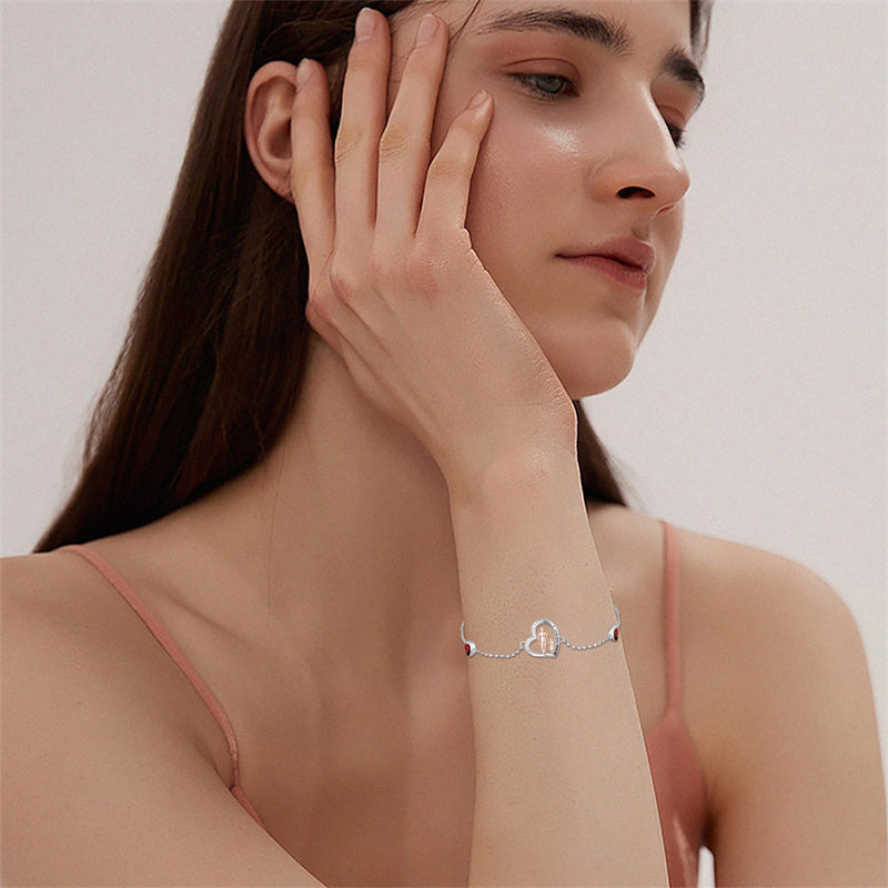 Sterling Silver 12 Birthstones Father Daughter Bracelet Gift for Daughter