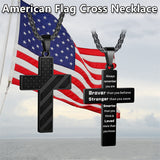 Stainless Steel Inspirational Bible Verse American Flag Pendant Necklace for Men